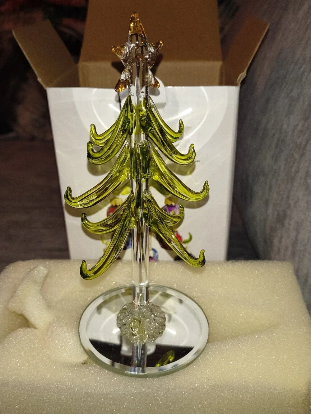 Glass Green Christmas Tree Holiday Ornament - Unbranded
